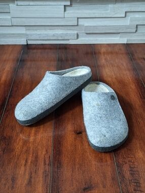 Birkenstock Wool Felt Shearling Clogs EU 37 / US 6–6.5 Gray Cozy Slippers